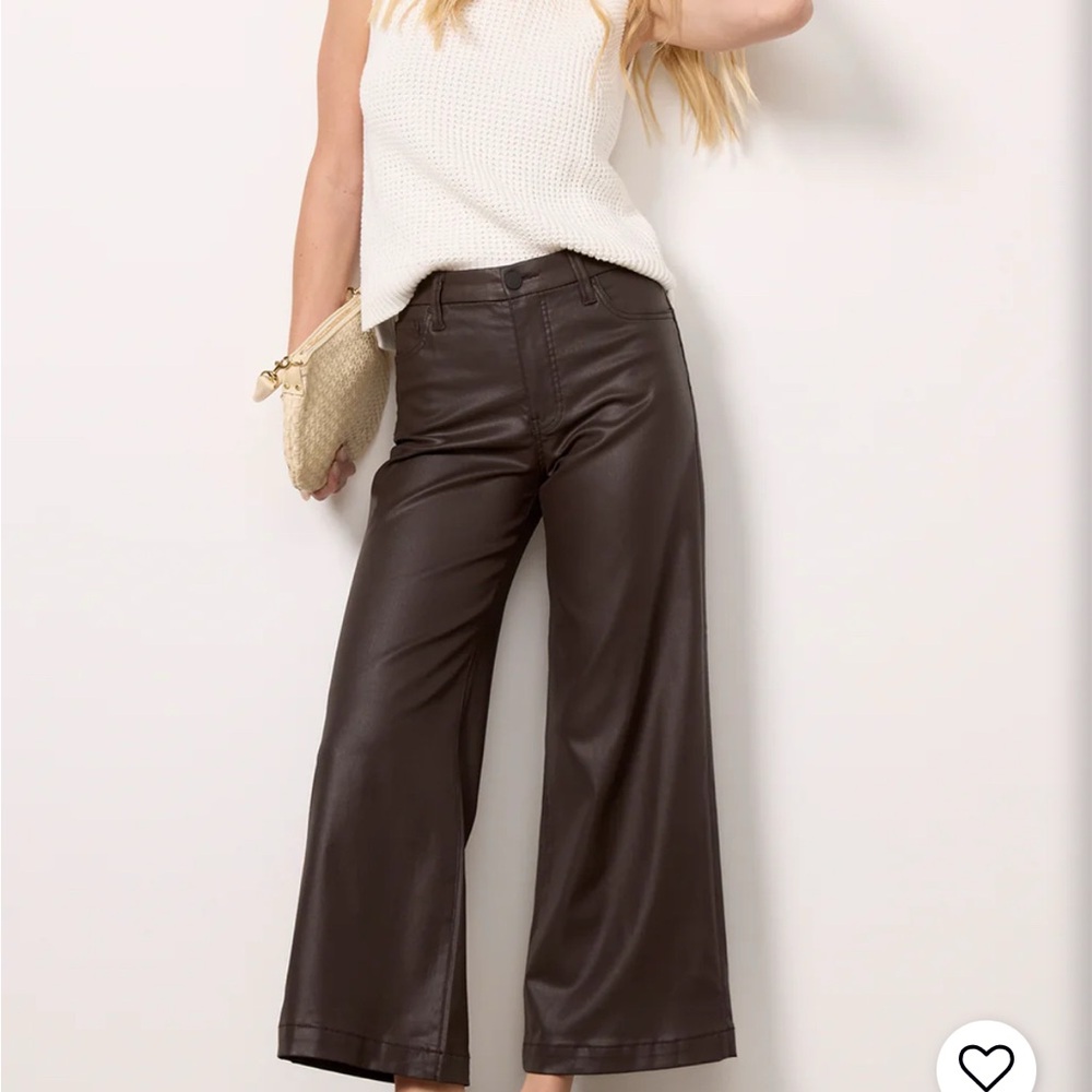 KUT chocolate brown coated Wide-Leg Pants